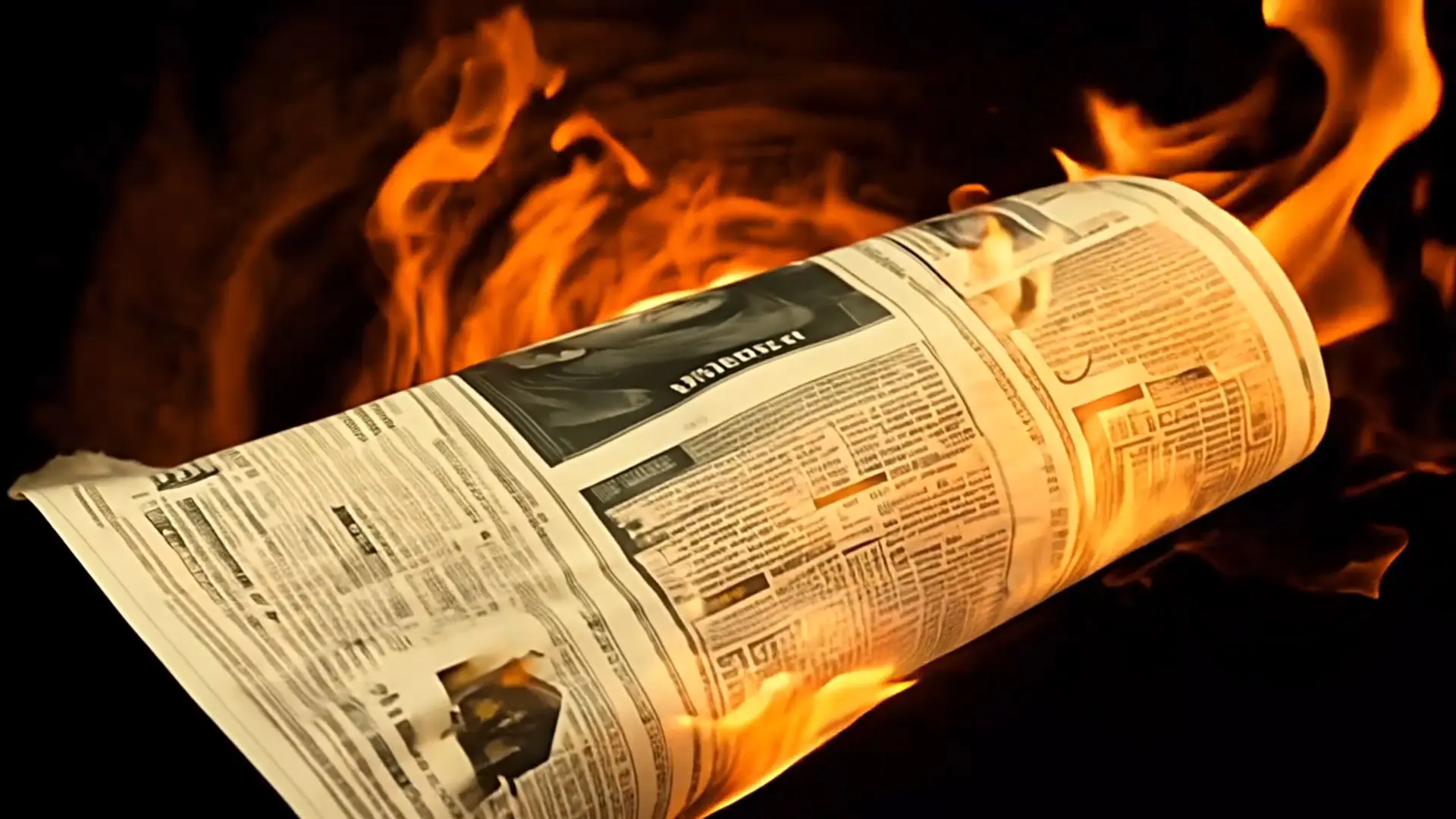 Rolling Newspaper in Flames Transition for Logo Animation